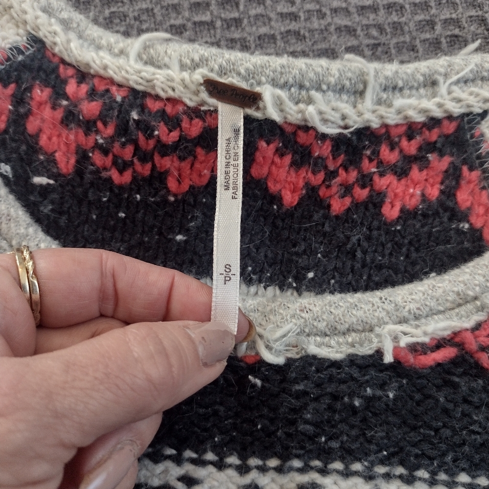 Free People Snow Angel Pullover Boho Aztec Sweater - Picture 14 of 16